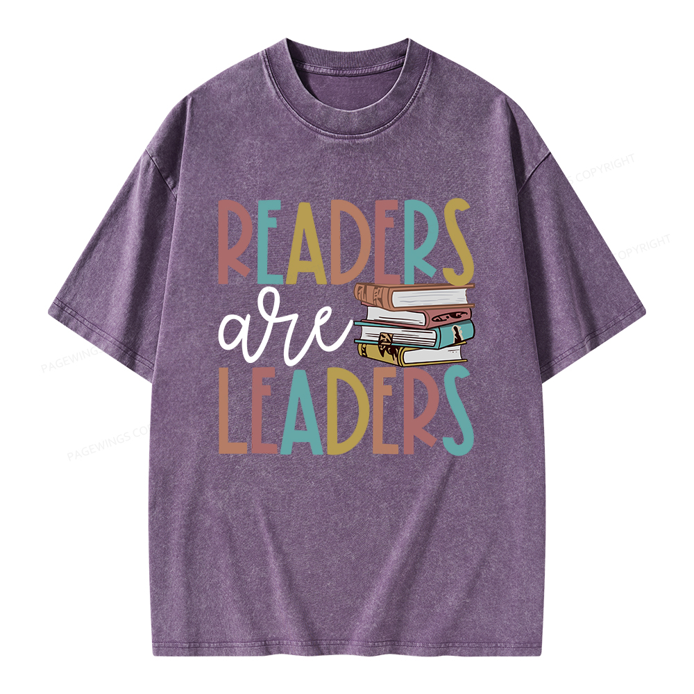 Pagewings Readers Are Leaders Unisex Washed T-shirt
