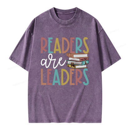 Pagewings Readers Are Leaders Unisex Washed T-shirt