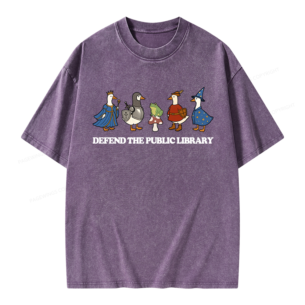 Pagewings Defend The Public Library Unisex Washed T-shirt