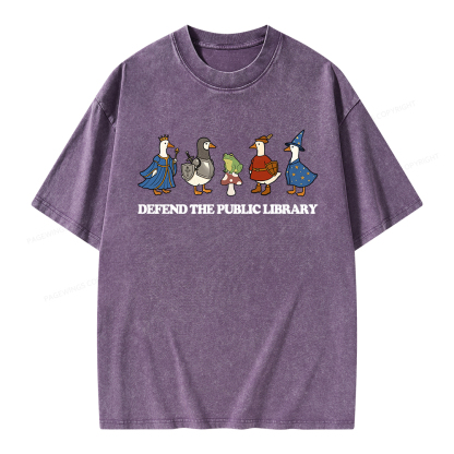 Pagewings Defend The Public Library Unisex Washed T-shirt