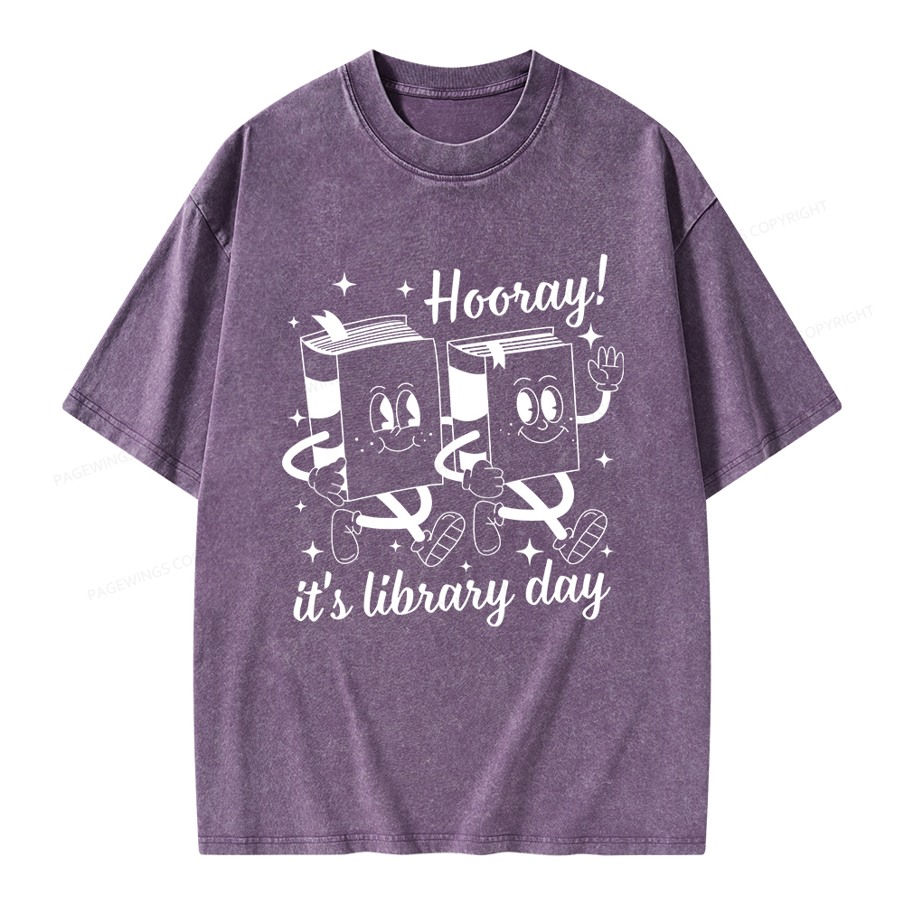 Pagewings School Librarian Shirt, Library Shirt Unisex Washed T-shirt