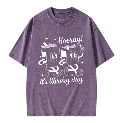 Pagewings School Librarian Shirt, Library Shirt Unisex Washed T-shirt