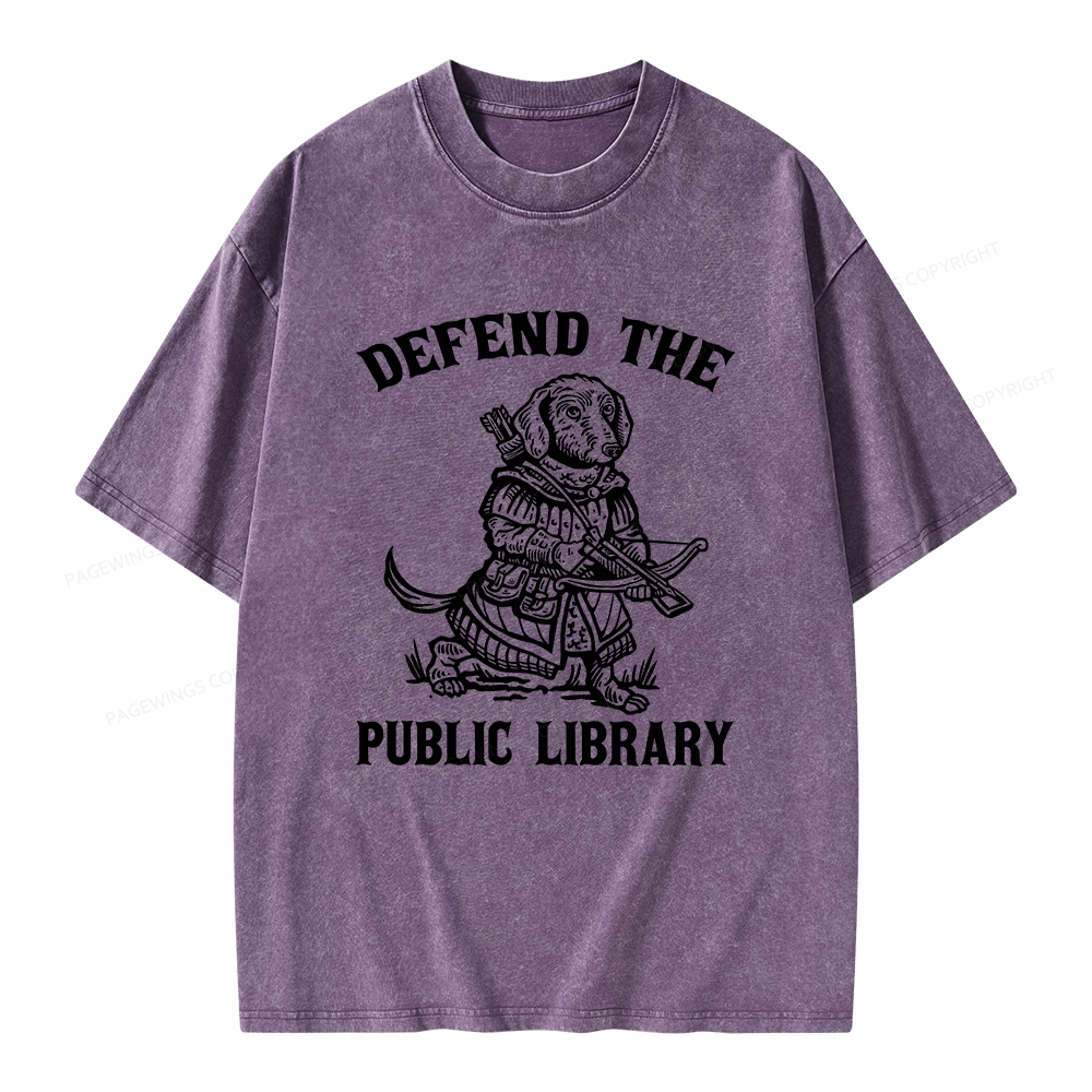 Pagewings Defend The Public Library Unisex Washed T-shirt