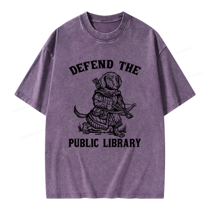 Pagewings Defend The Public Library Unisex Washed T-shirt