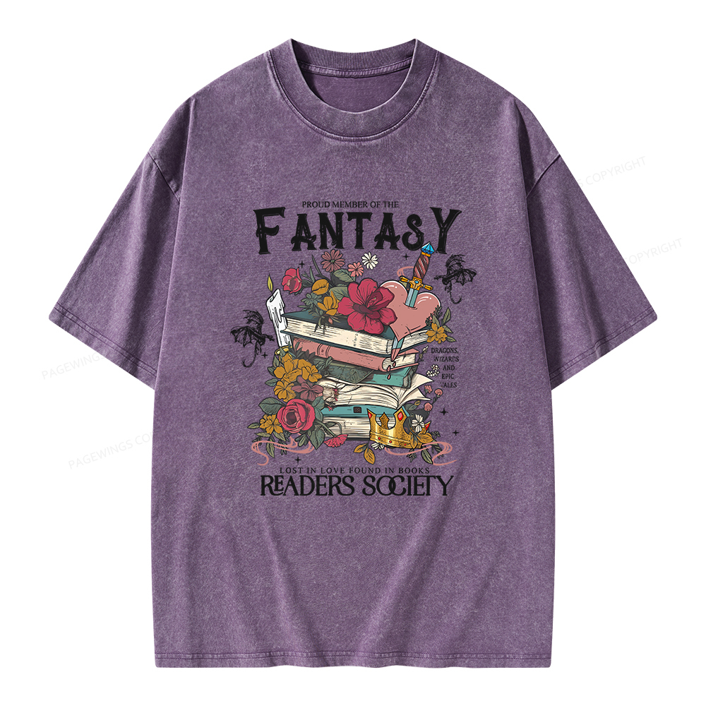 Pagewings Fantasy Readers Society Unisex Washed T-shirt
