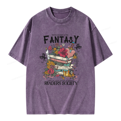Pagewings Fantasy Readers Society Unisex Washed T-shirt