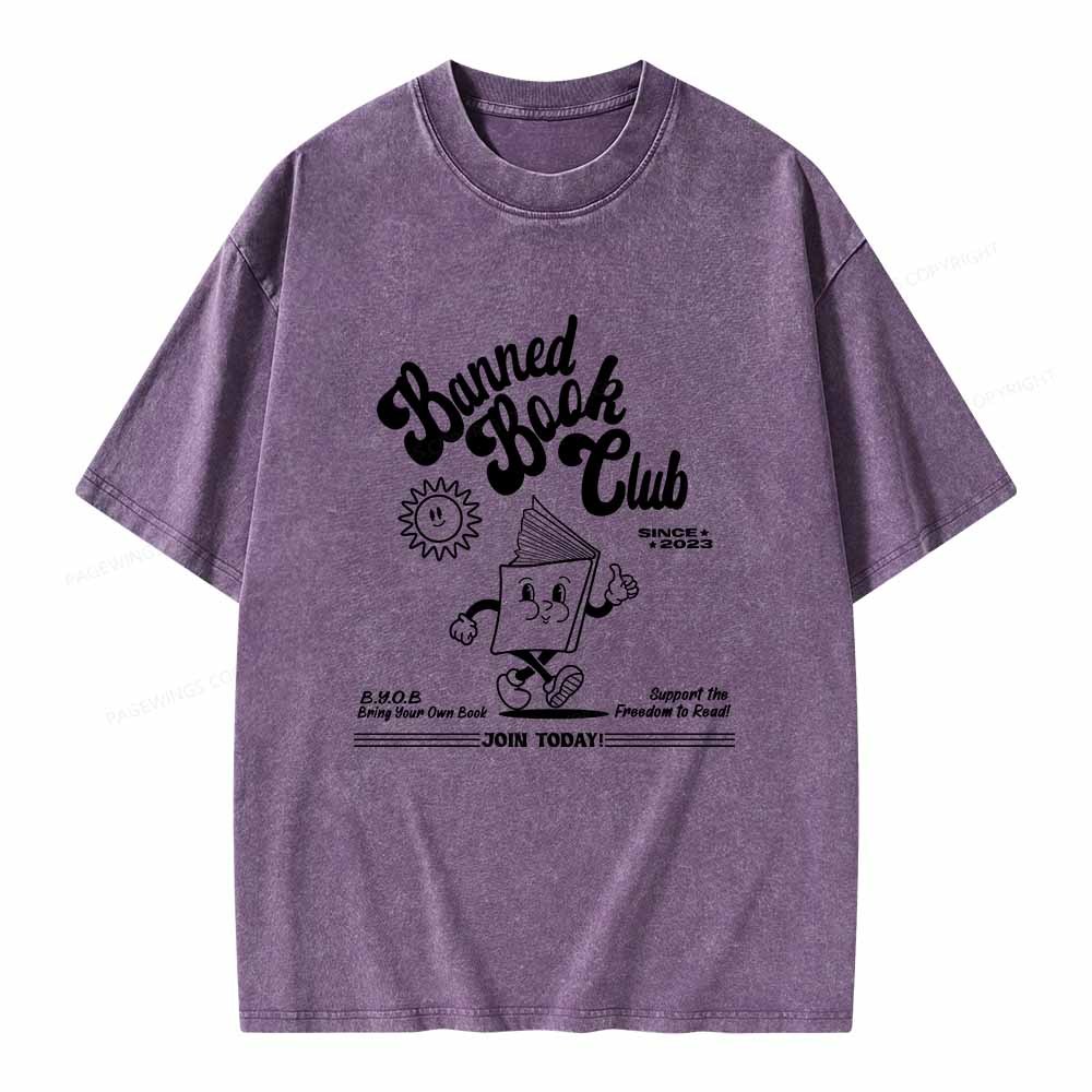 Pagewings Read Banned Books Unisex Washed T-shirt