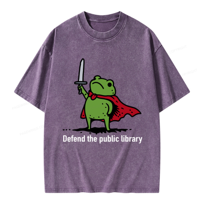 Pagewings Defend The Public Library Unisex Washed T-shirt