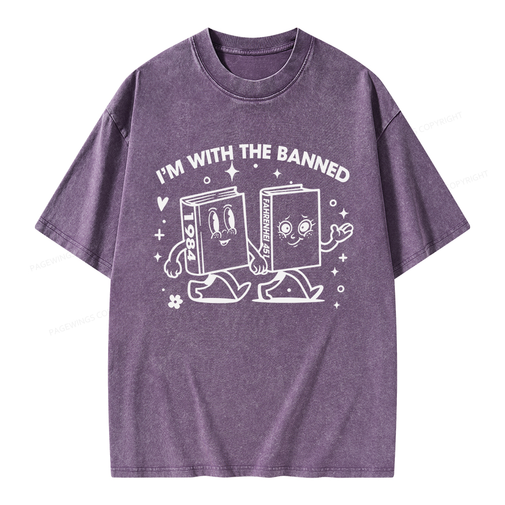 Pagewings I'm With The Banned Unisex Washed T-shirt