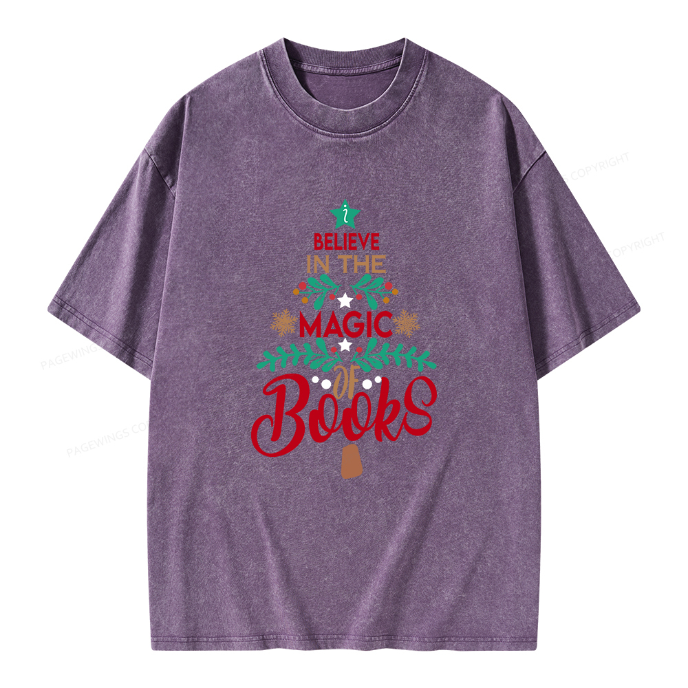 Pagewings Believe In The Magic Of Books Unisex Washed T-shirt
