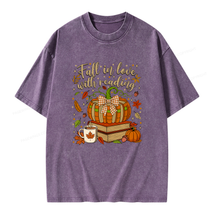 Pagewings Fall In Love With Reading Unisex Washed T-shirt
