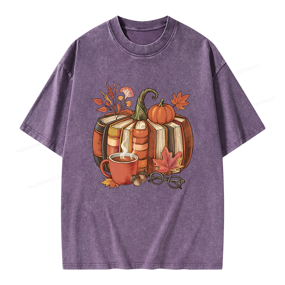 Pagewings Book Pumpkin Unisex Washed T-shirt
