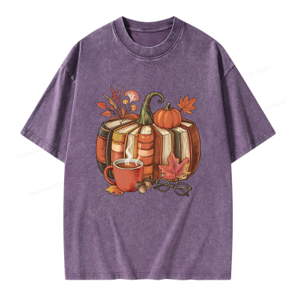 Pagewings Book Pumpkin Unisex Washed T-shirt