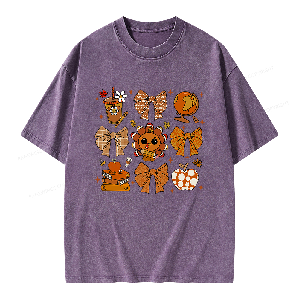 Pagewings Thanksgiving Fall Autumn Unisex Washed T-shirt
