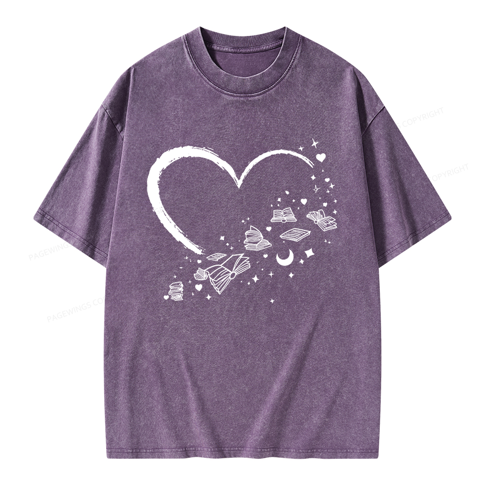 Pagewings Heart Of Books Unisex Washed T-shirt