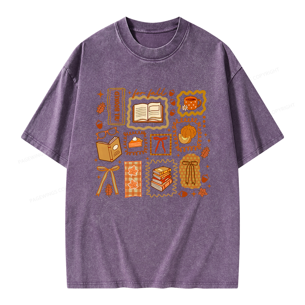 Pagewings All Booked for Fall Unisex Washed T-shirt