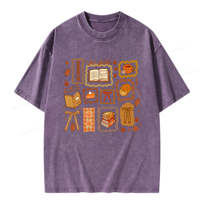 Pagewings All Booked for Fall Unisex Washed T-shirt