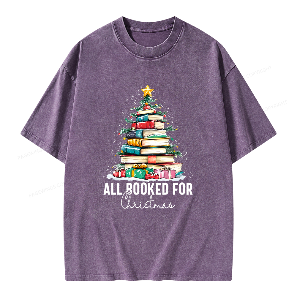 Pagewings All Booked For Christmas Unisex Washed T-shirt