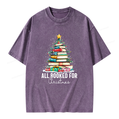 Pagewings All Booked For Christmas Unisex Washed T-shirt