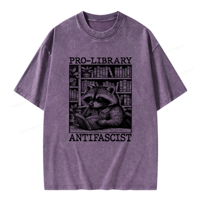 Pagewings Pro Library Antifascist Unisex Washed T-shirt