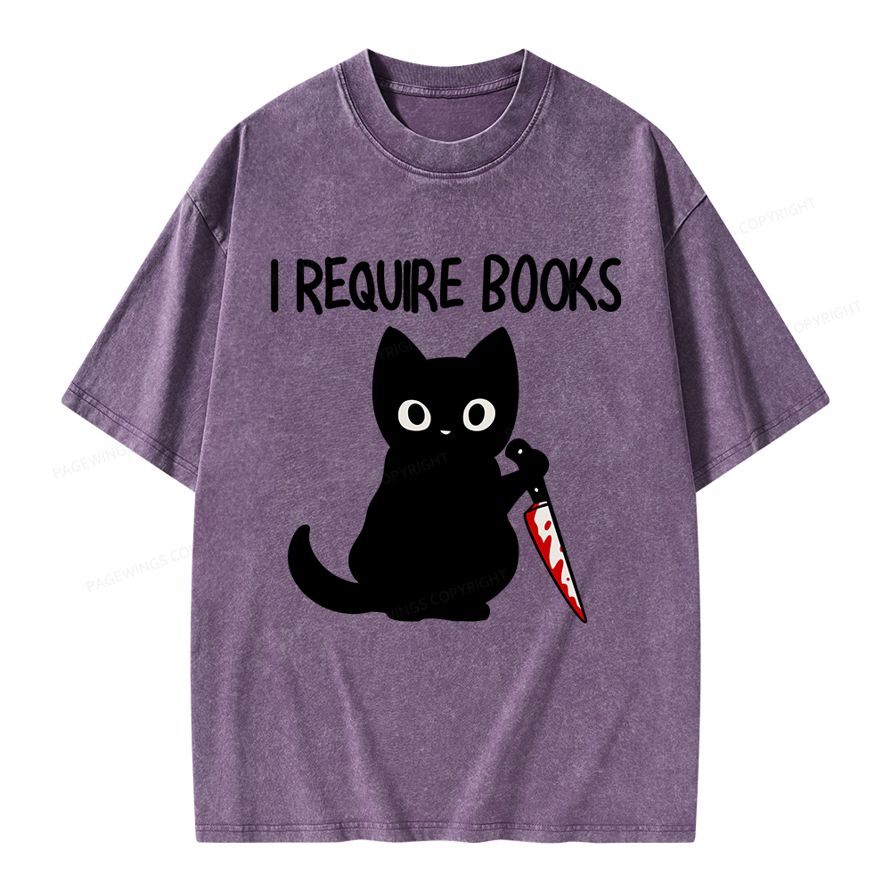 Pagewings I Require Books Unisex Washed T-shirt