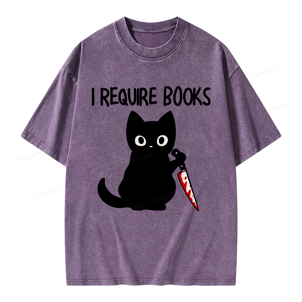 Pagewings I Require Books Unisex Washed T-shirt