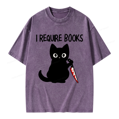 Pagewings I Require Books Unisex Washed T-shirt