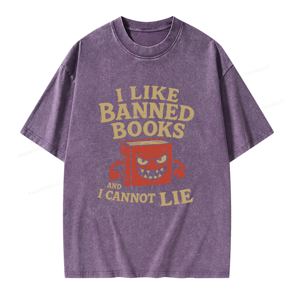 Pagewings I Like Banned Books and I Cannot Lie Unisex Washed T-shirt