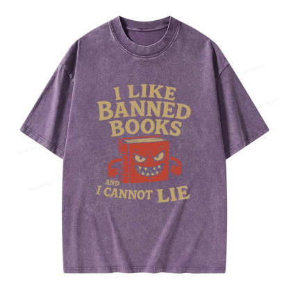 Pagewings I Like Banned Books and I Cannot Lie Unisex Washed T-shirt