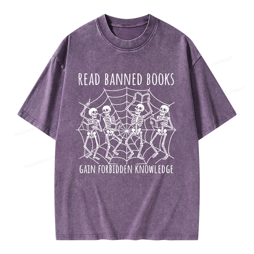 Pagewings Read Banned Books Gain Forbidden Knowledge Unisex Washed T-shirt