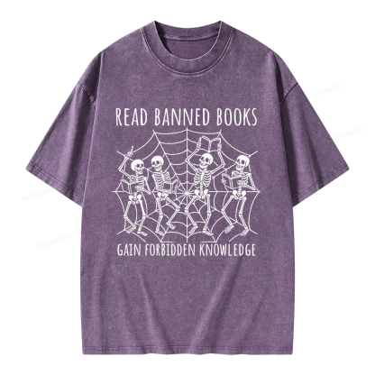 Pagewings Read Banned Books Gain Forbidden Knowledge Unisex Washed T-shirt