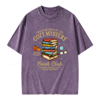 Pagewings Mystery Book Reader Unisex Washed T-shirt