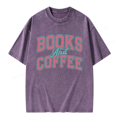 Pagewings Books and Coffee Unisex Washed T-shirt
