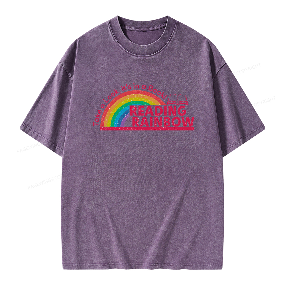 Pagewings Reading Rainbow Unisex Washed T-shirt