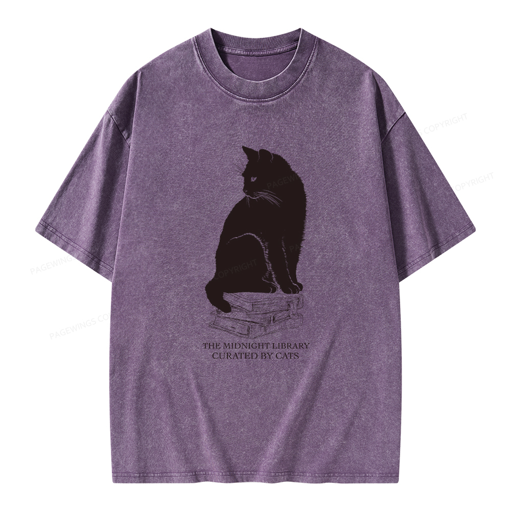 Pagewings The Midnight Library Curated By Cats Unisex Washed T-shirt