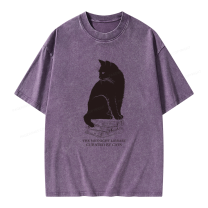 Pagewings The Midnight Library Curated By Cats Unisex Washed T-shirt
