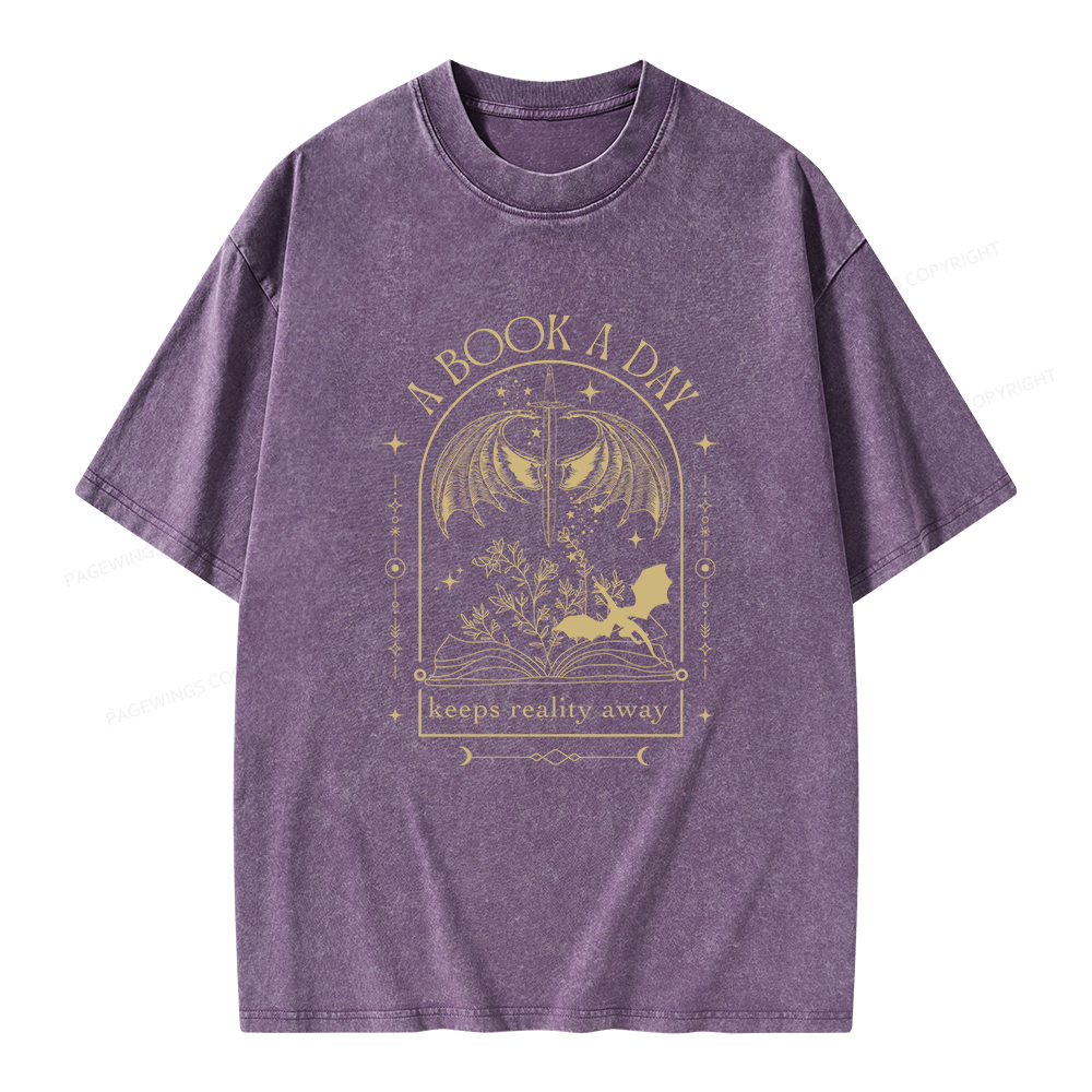 Pagewings A Book a Day Dragon Unisex Washed T-shirt