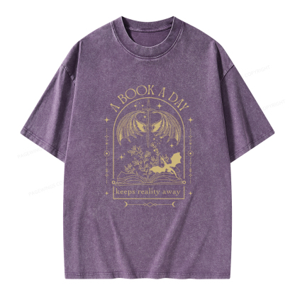 Pagewings A Book a Day Dragon Unisex Washed T-shirt
