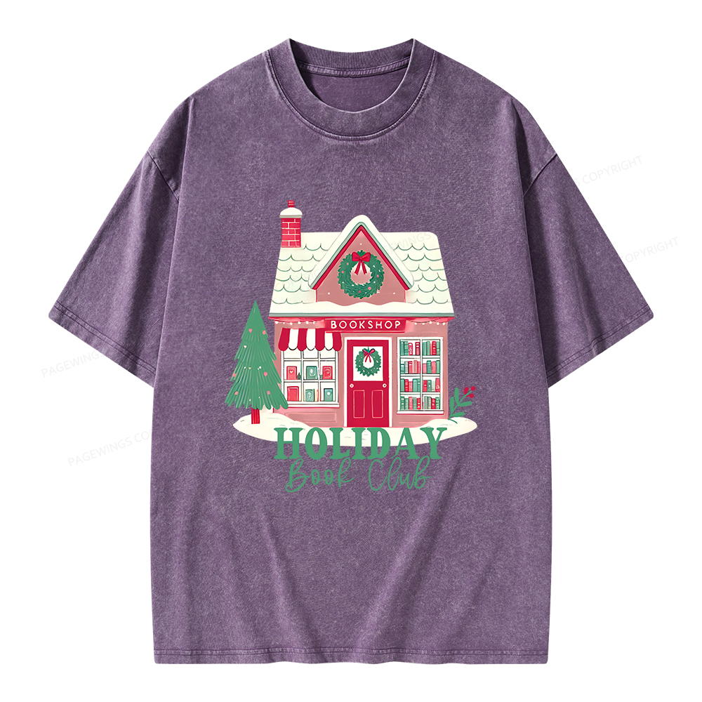 Pagewings Holiday Book Club Unisex Washed T-shirt