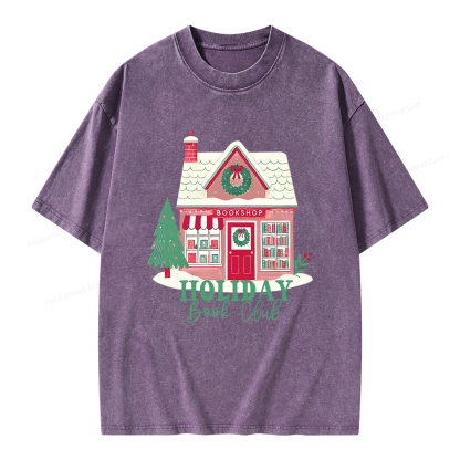 Pagewings Holiday Book Club Unisex Washed T-shirt
