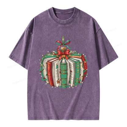 Pagewings Christmas Book Unisex Washed T-shirt