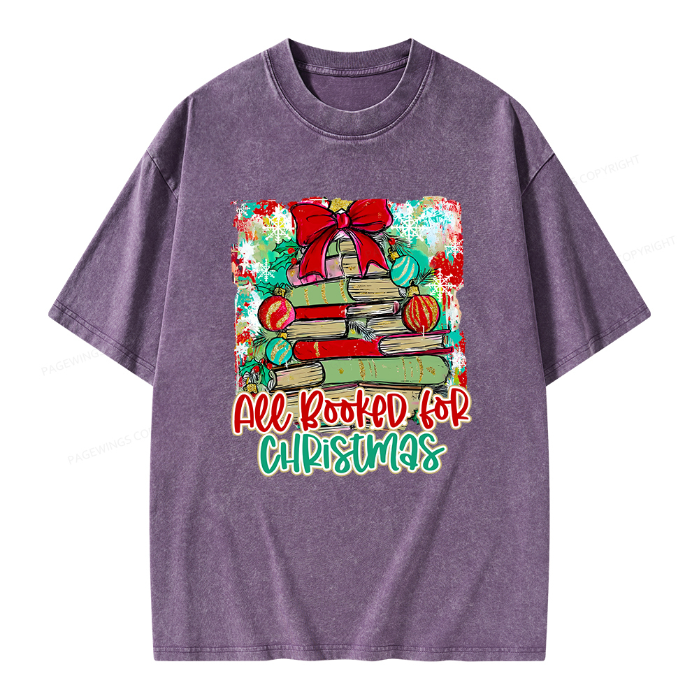 Pagewings Preppy All Booked For Christmas Unisex Washed T-shirt