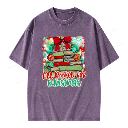 Pagewings Preppy All Booked For Christmas Unisex Washed T-shirt