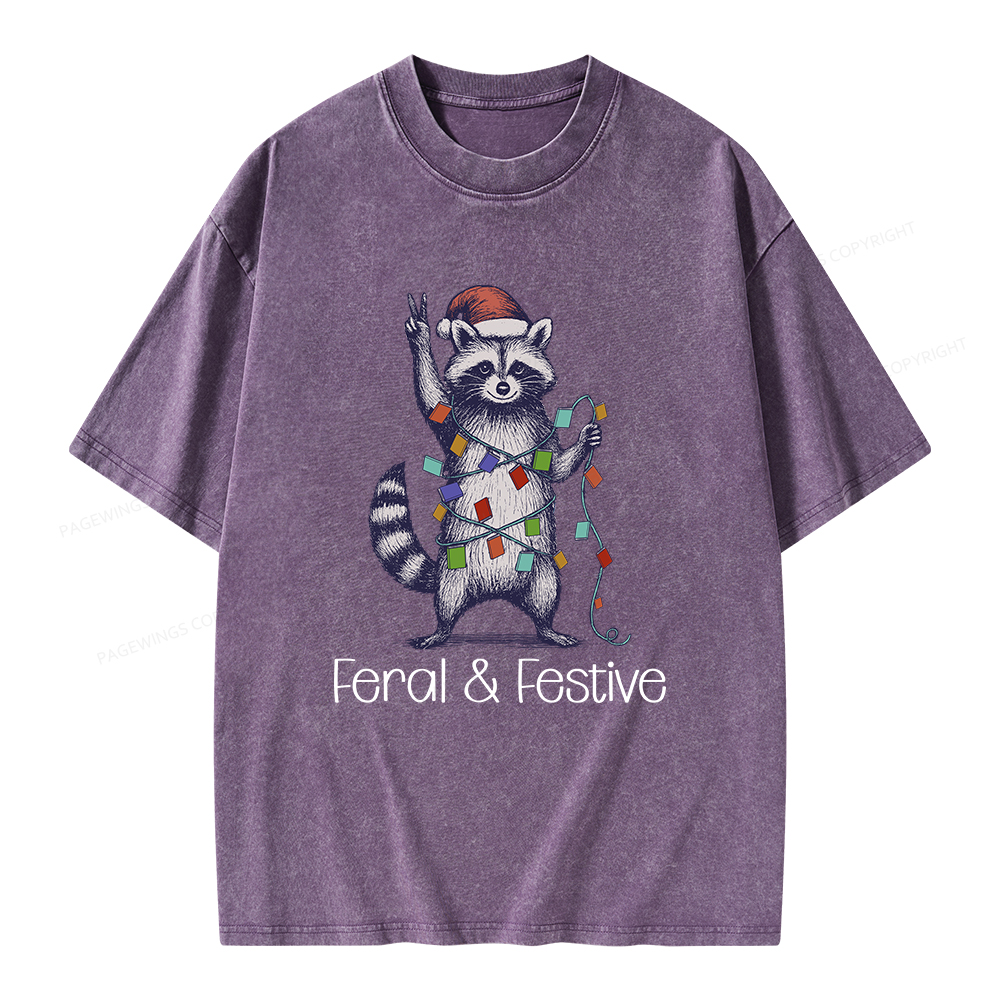Pagewings Feral and Festive Unisex Washed T-shirt