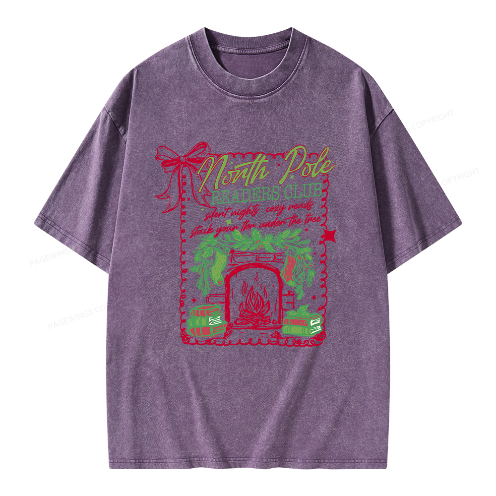Pagewings North Pole Readers Club Unisex Washed T-shirt