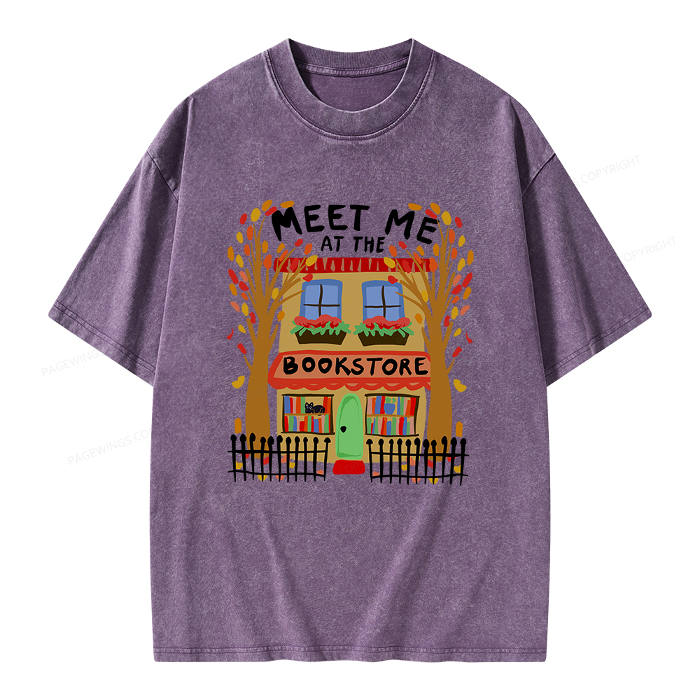 Pagewings Meet Me At The Bookstore Unisex Washed T-shirt