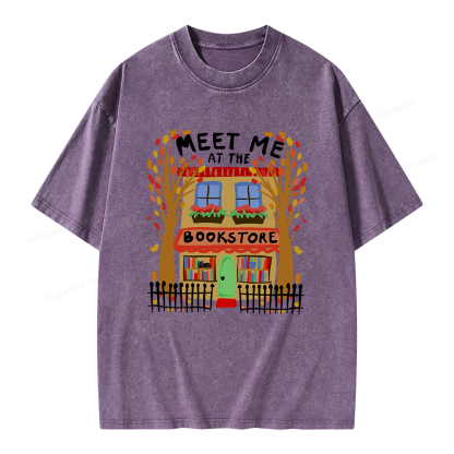 Pagewings Meet Me At The Bookstore Unisex Washed T-shirt