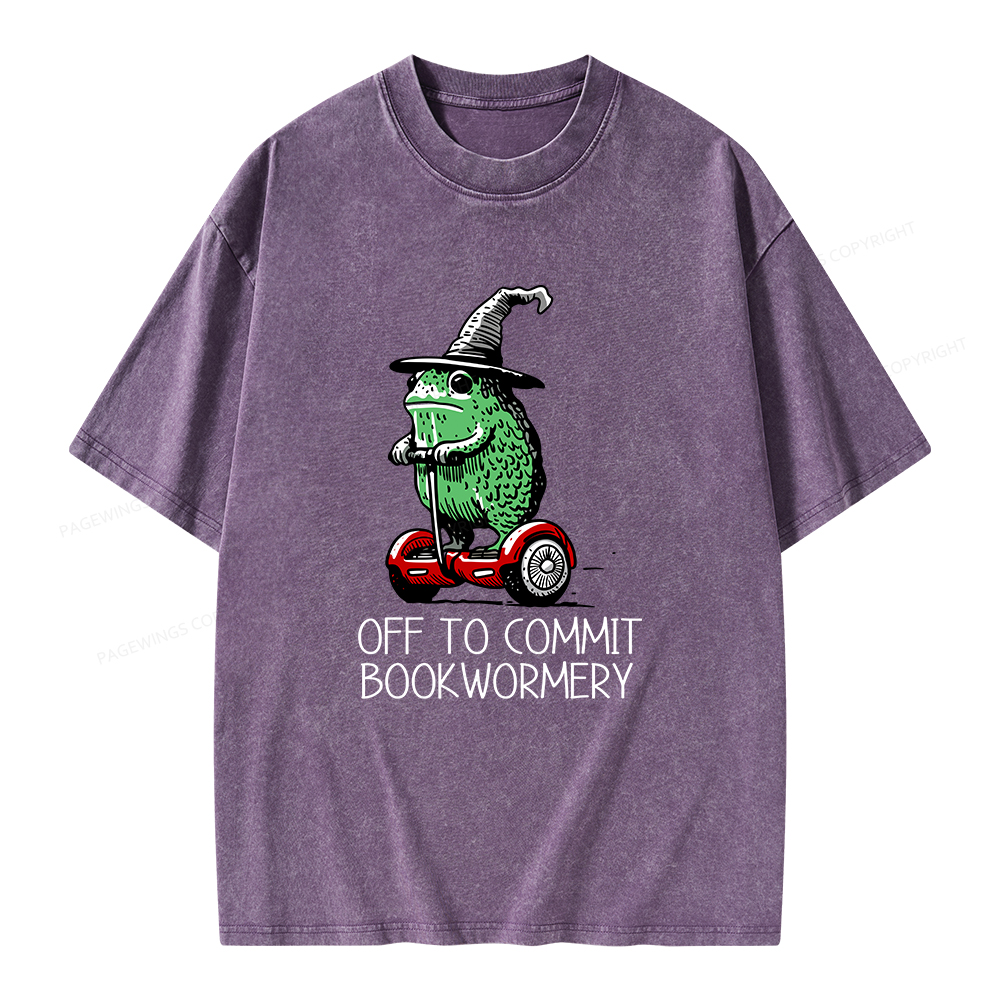 Pagewings Off To Commit Bookwormery Unisex Washed T-shirt