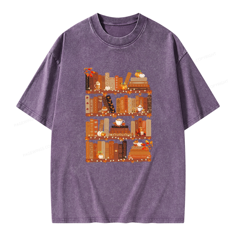 Pagewings Cozy Season Books Lover Unisex Washed T-shirt