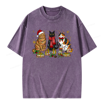 Pagewings Meowy Booksmas Unisex Washed T-shirt